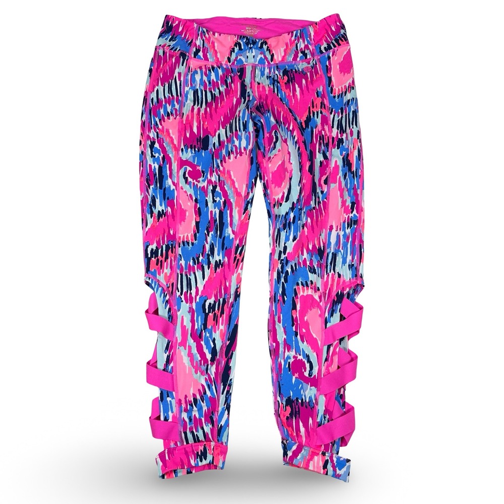 Lilly Pulitzer Luxletic Caille Weekender Pink Blue Leggings Free Spirit Large